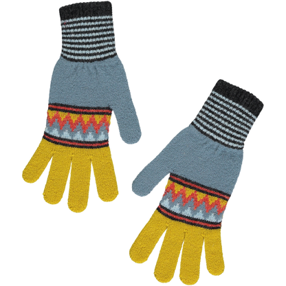 Zig Zag Gloves in Aqua and Yellow