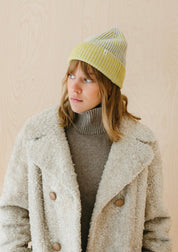 Cashmere & Merino Two-Tone Beanie in Lime
