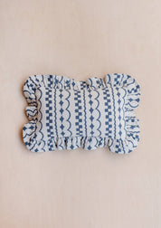 Cotton Cushion Cover in Navy Ruffle