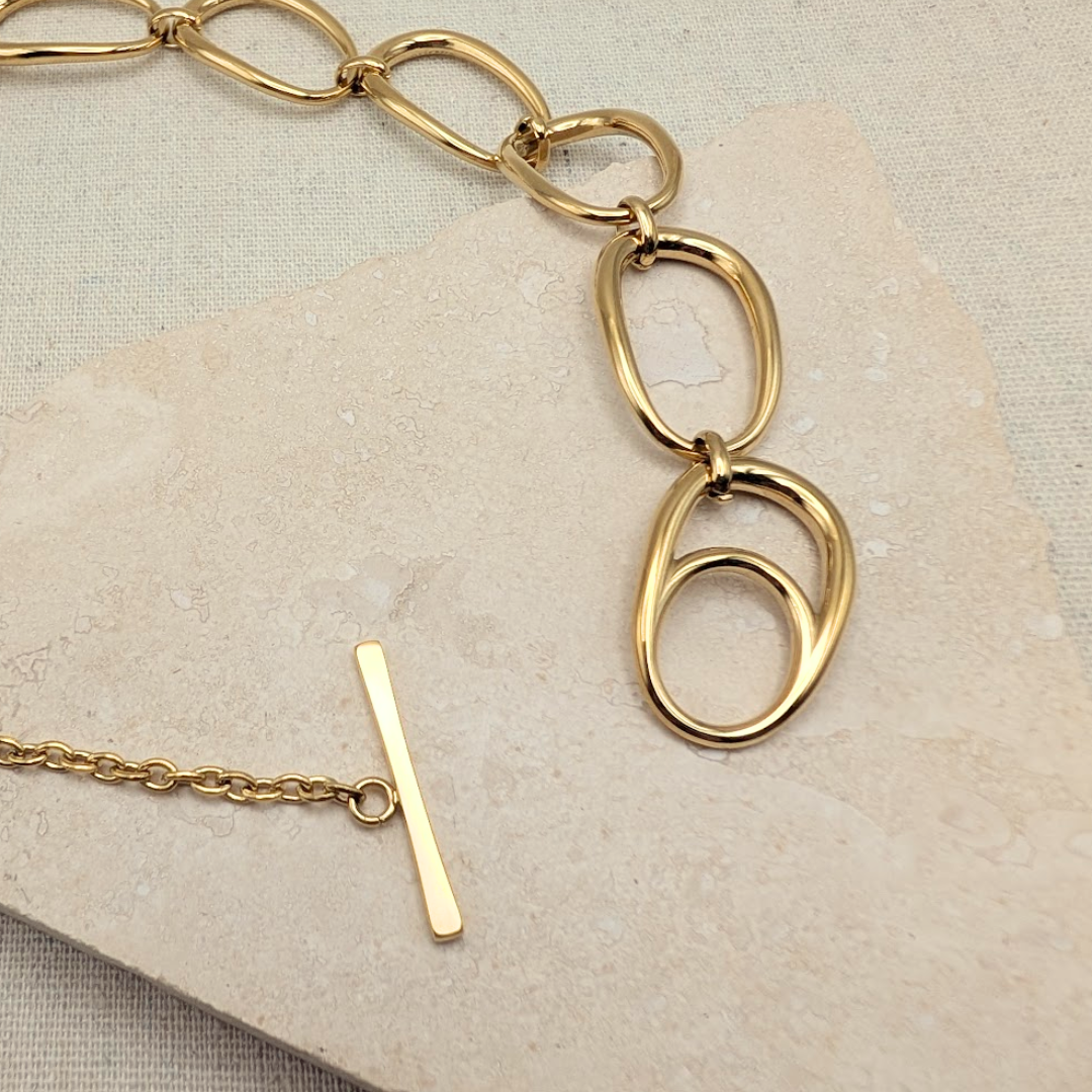 Everyday Gold Statement Pebble Necklace by Little Nell, further view