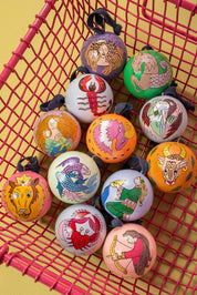 Scorpio zodiac papier mache bauble, further view