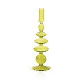 Glass Taper Holder | Pear Green | Coloured Glass Candle Holder