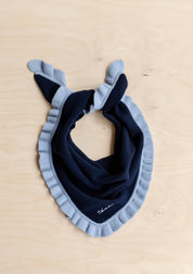 Merino Wool Triangle Scarf | Navy Ruffle