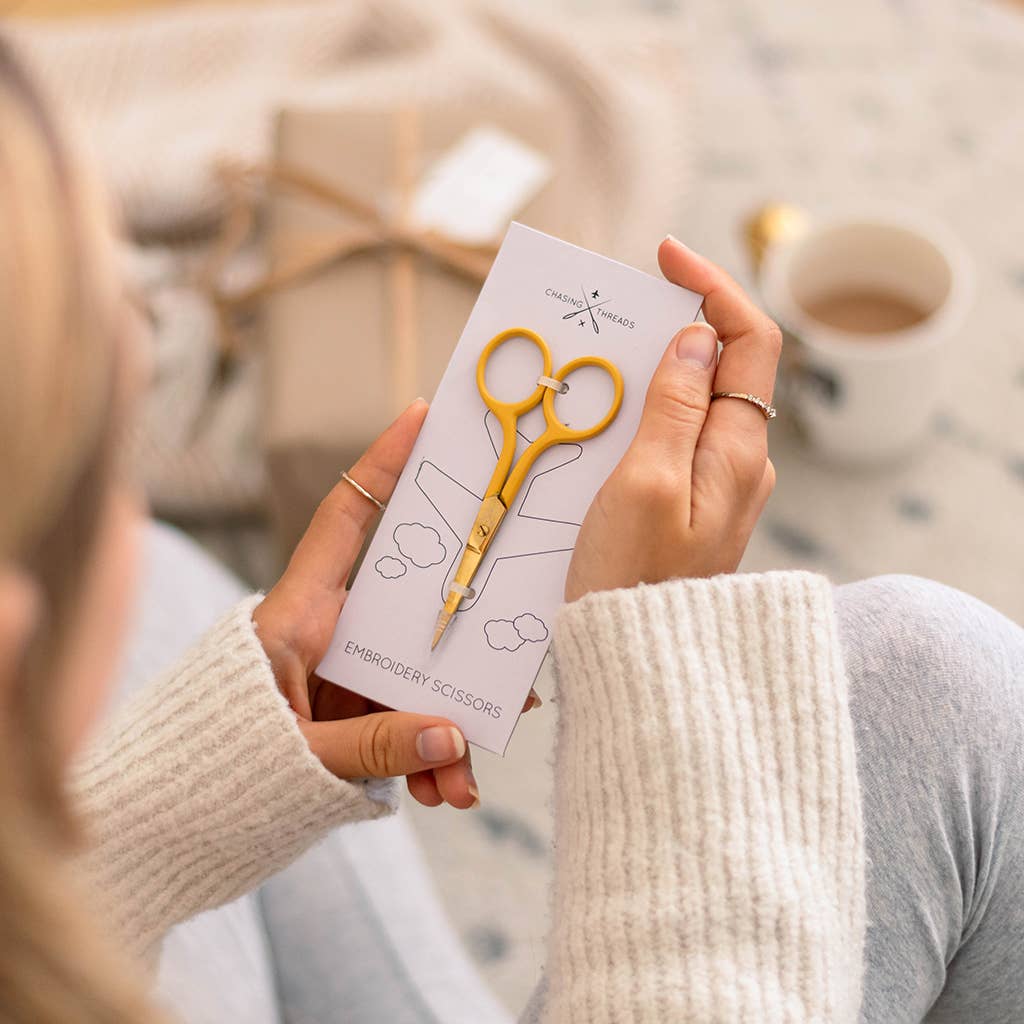 Embroidery scissors with gold finish blades, further view
