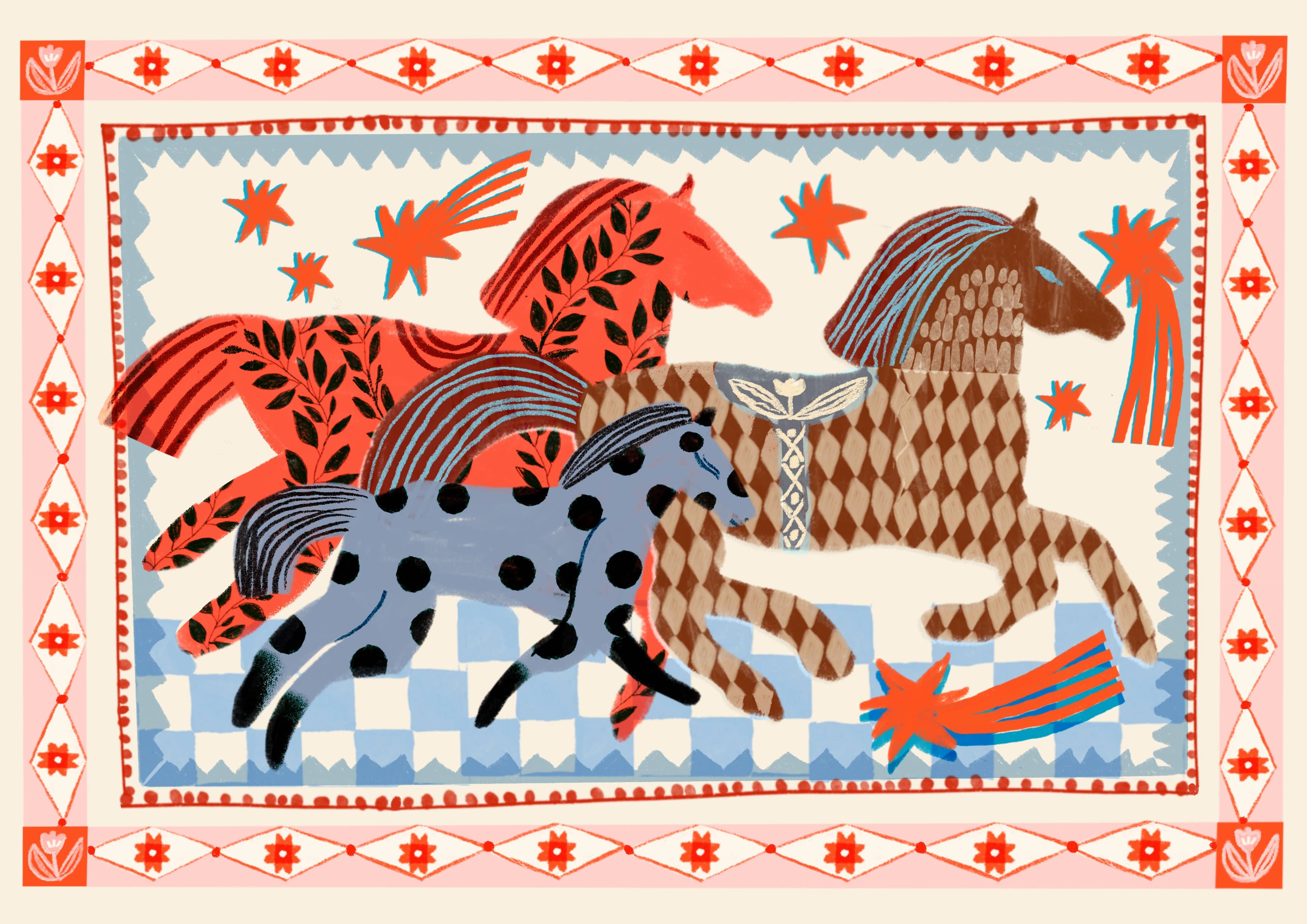 Pink Horse Running | Art Print