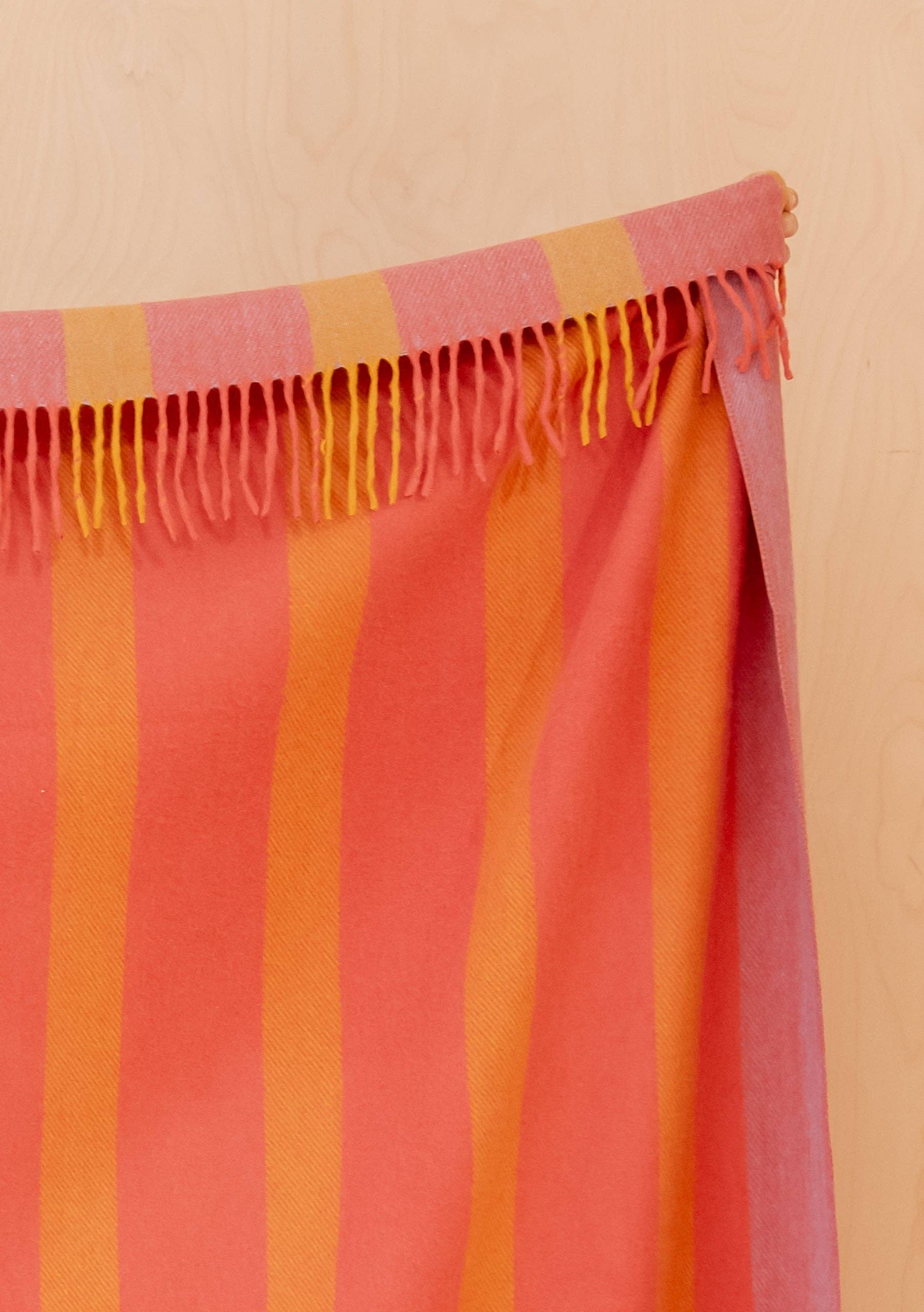 Recycled Wool Blanket in Orange Frame Stripe