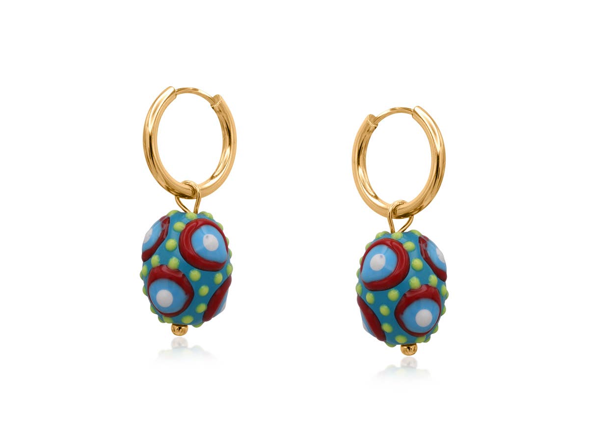 Santa Fe Ball Charm Earrings | Blue