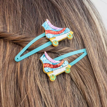 Roller Skate Glitter Hairclips (set of 2)