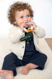 Cotton Knit & Silicone Teether Rattle | Crocodile
