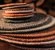 Tangerine and natural jute coasters by British Colour Standard, further view