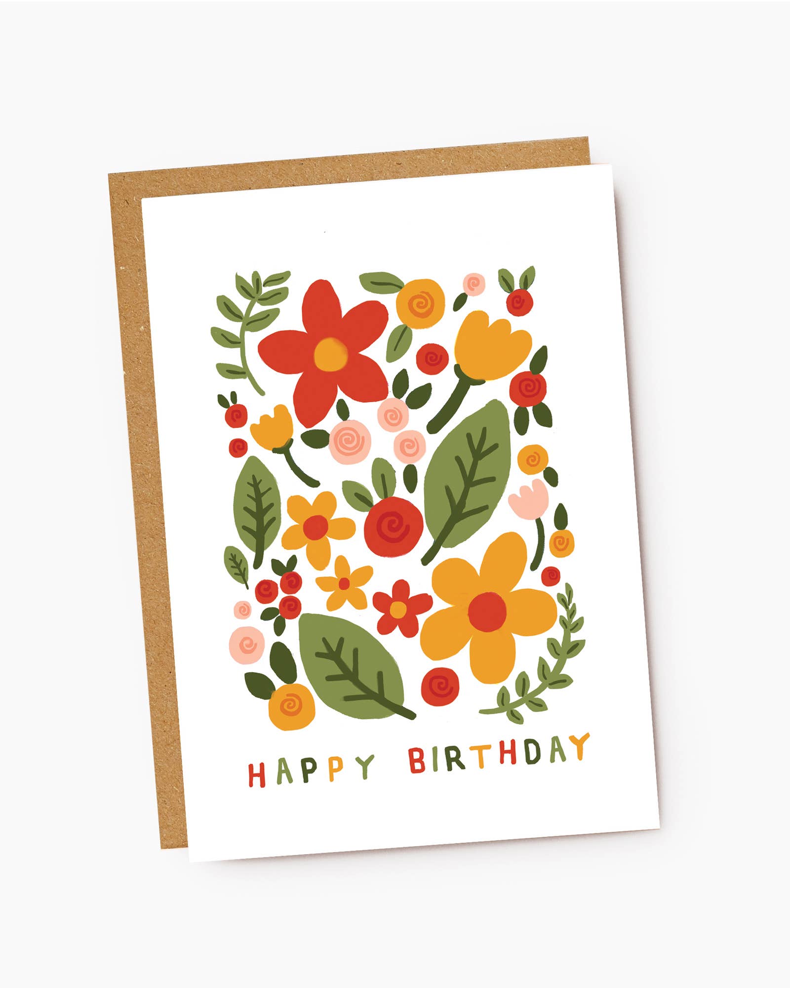 Folk Floral Panel Birthday Card