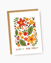 Folk Floral Panel Birthday Card