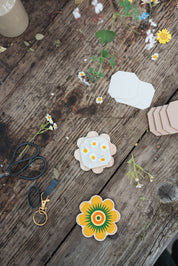 Keyring Flower Press | Greens & Yellows