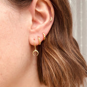 Gold Laurel Huggie Hoops by Little Nell, further view