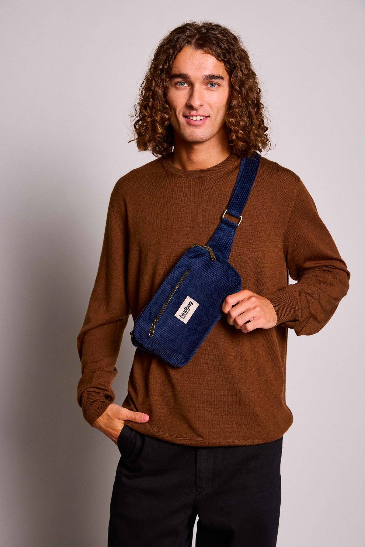 Harry Navy Velvet Fanny Pack