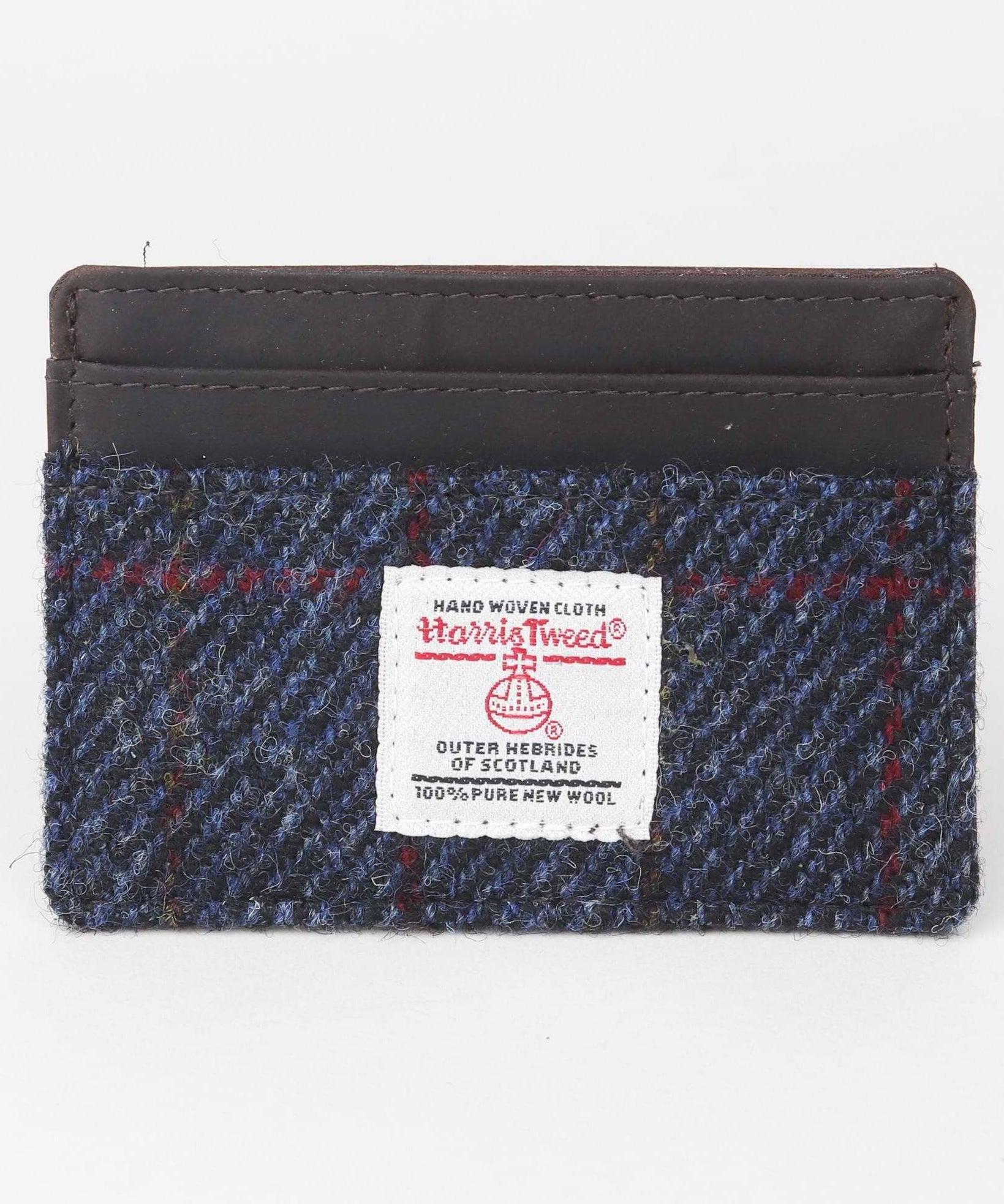 Harris Tweed cardholder with brand label on a white background