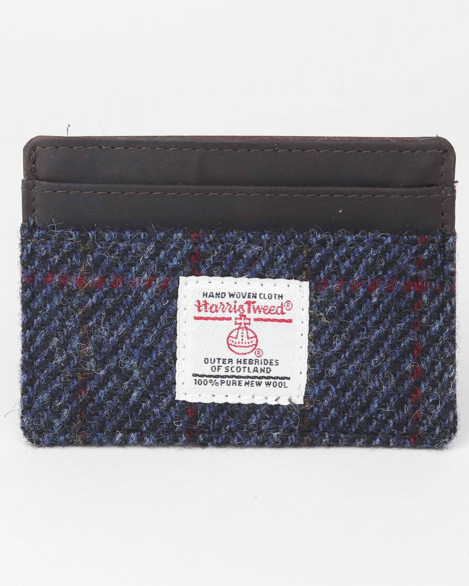 Harris Tweed cardholder with brand label on a white background