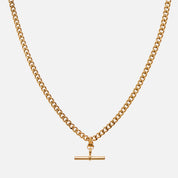 And Danu Lock necklace on a curb chain in waterproof PVD gold stainless steel