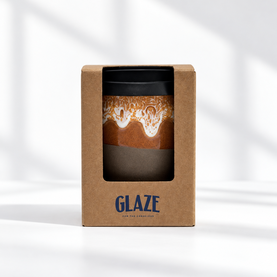 Reusable ceramic coffee cup in Naples, further view