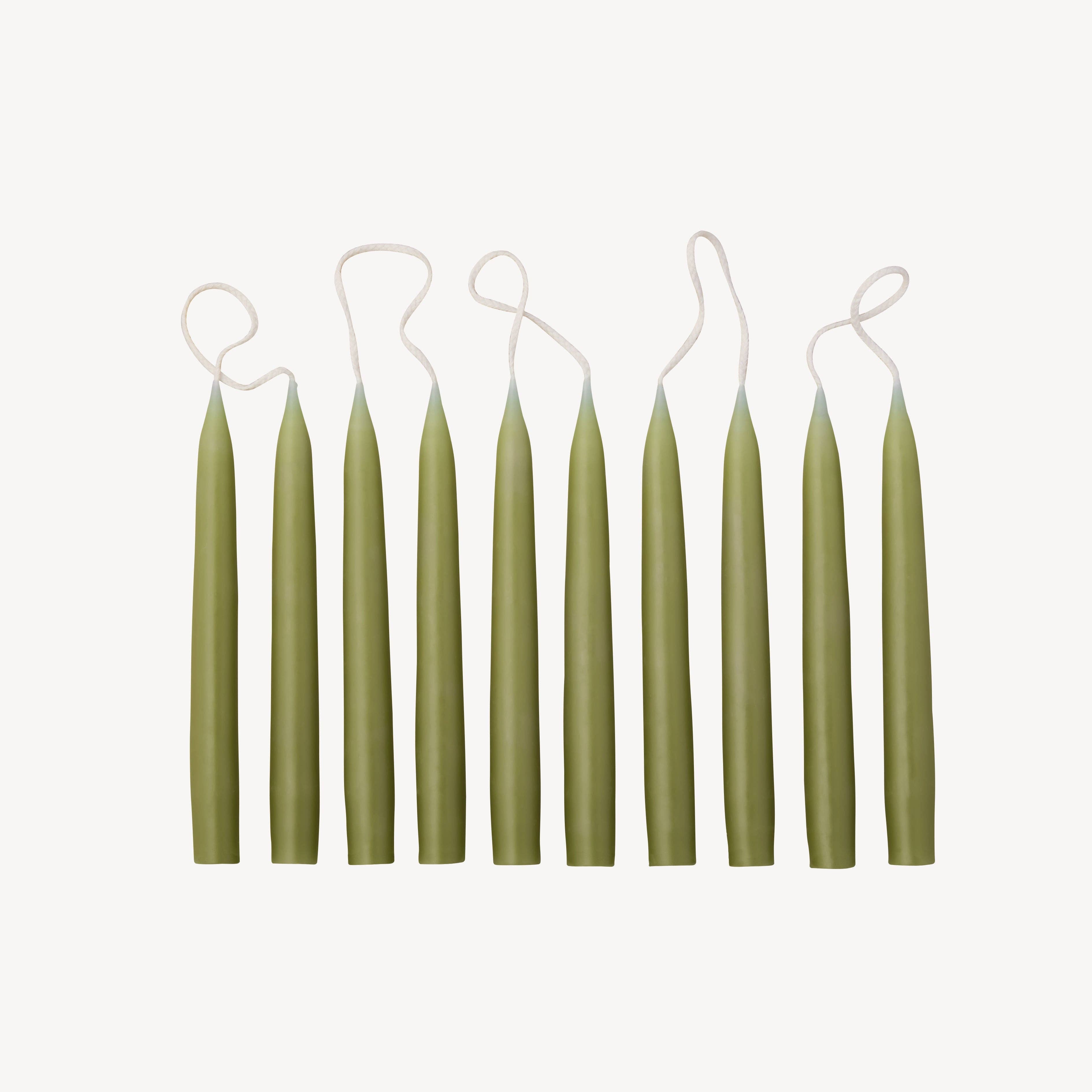 Candle | Taper Mini Pair 12cm | Olive Green