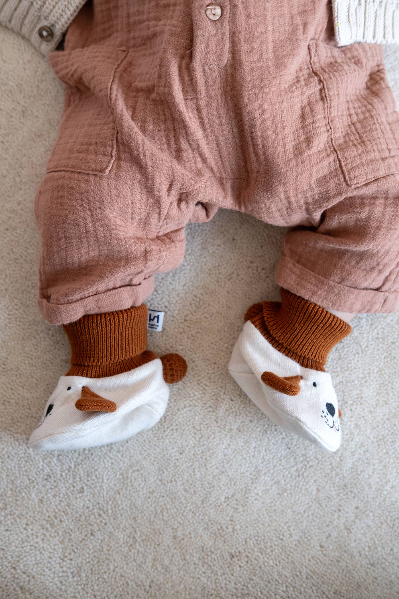 Cotton Knit Baby Slipper Socks: Dog