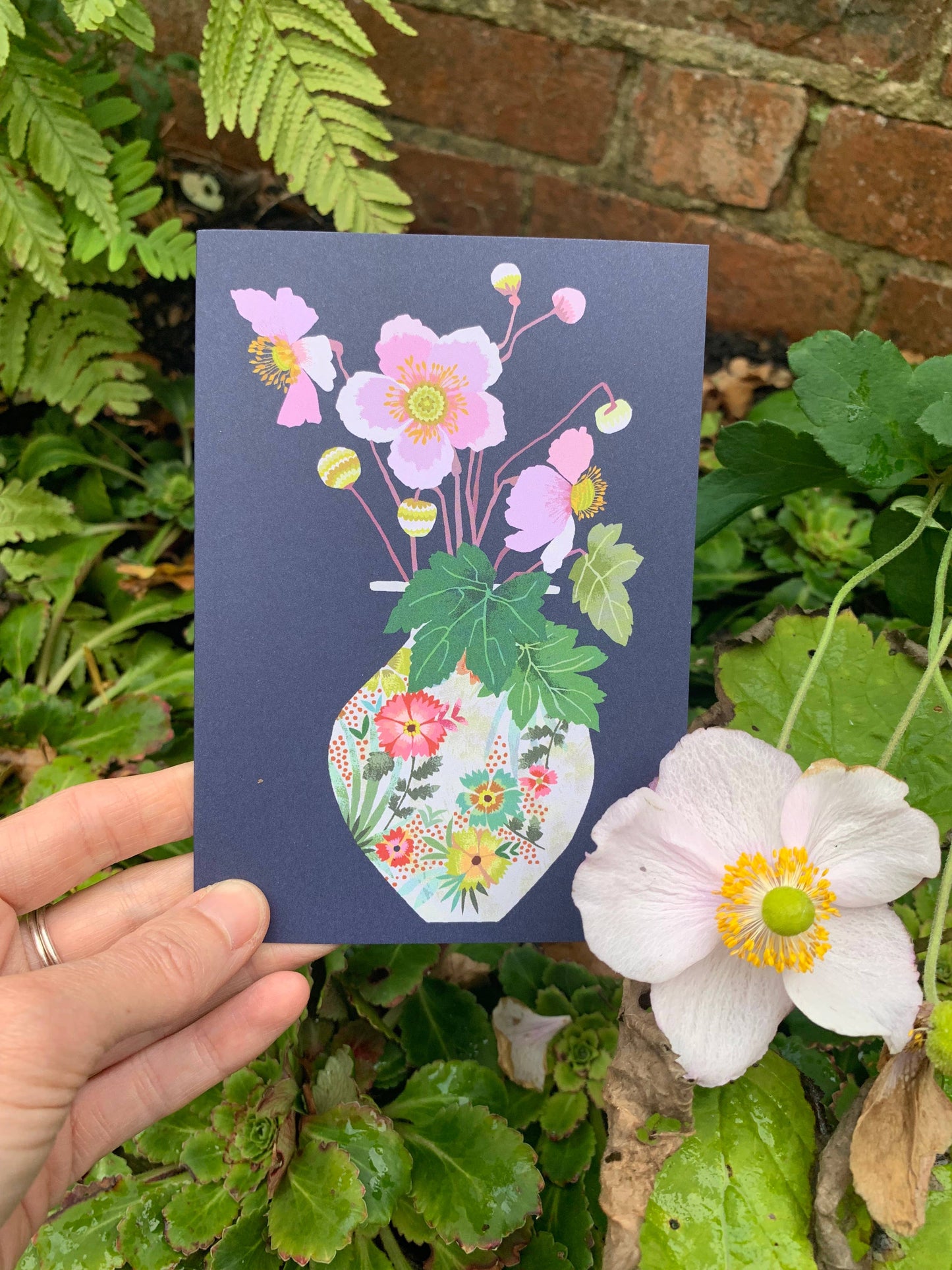 Japanese Anemone Greetings Card - Wholesale bundle of 6