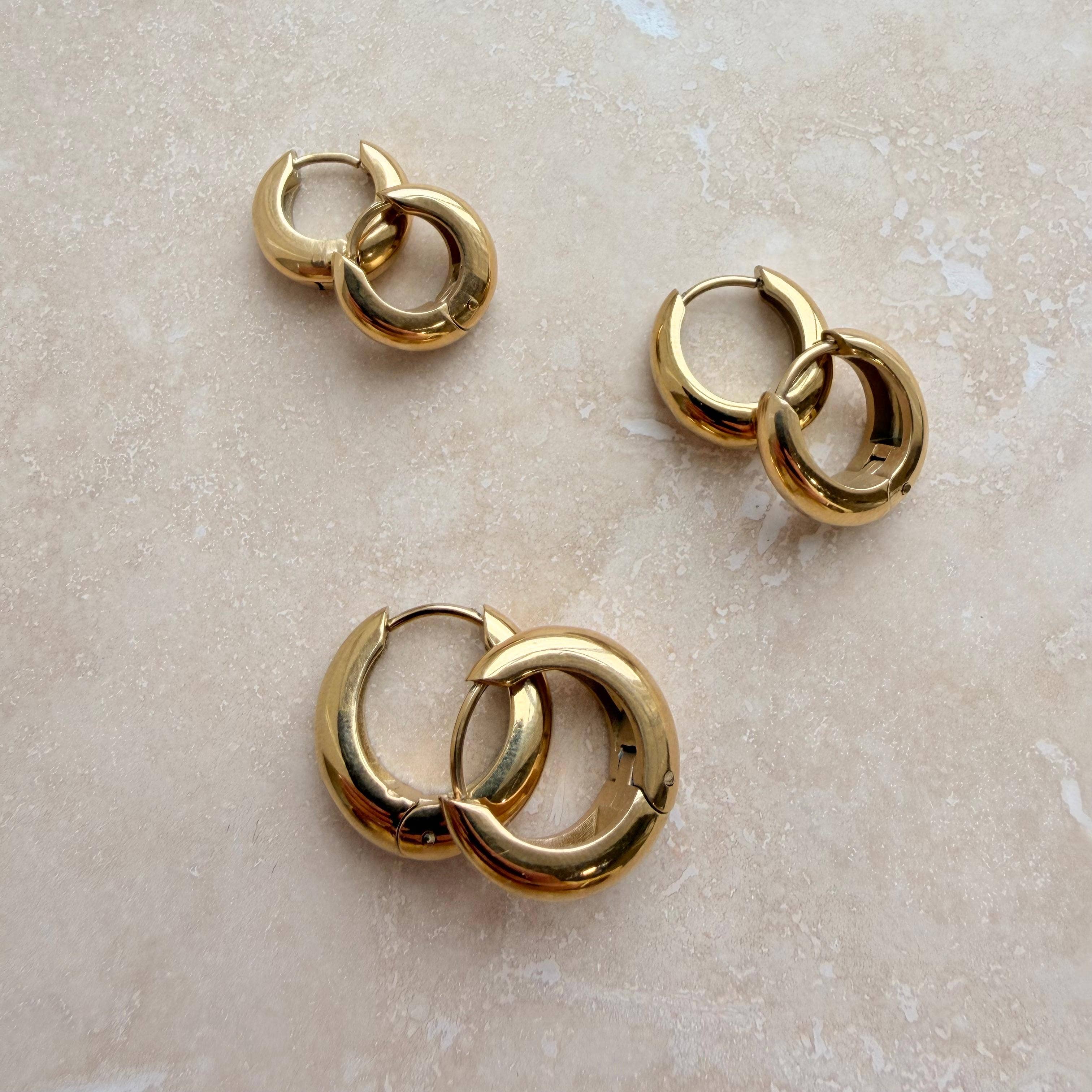 Everyday Gold Chunky Hoops by Little Nell, further view