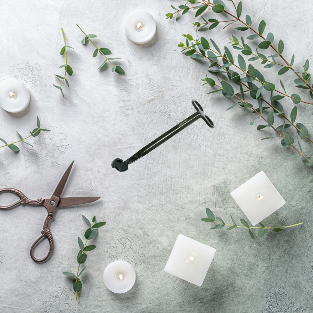 Satin black wick trimmer by Gloriously Good, further view