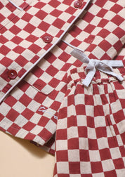 Cotton Pyjamas in Burgundy Checkerboard