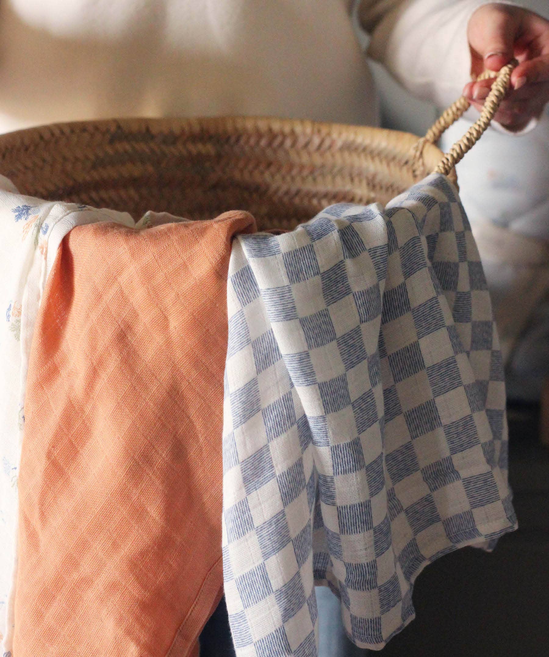 Organic Baby Muslins, set of 3 in Coastline, further view