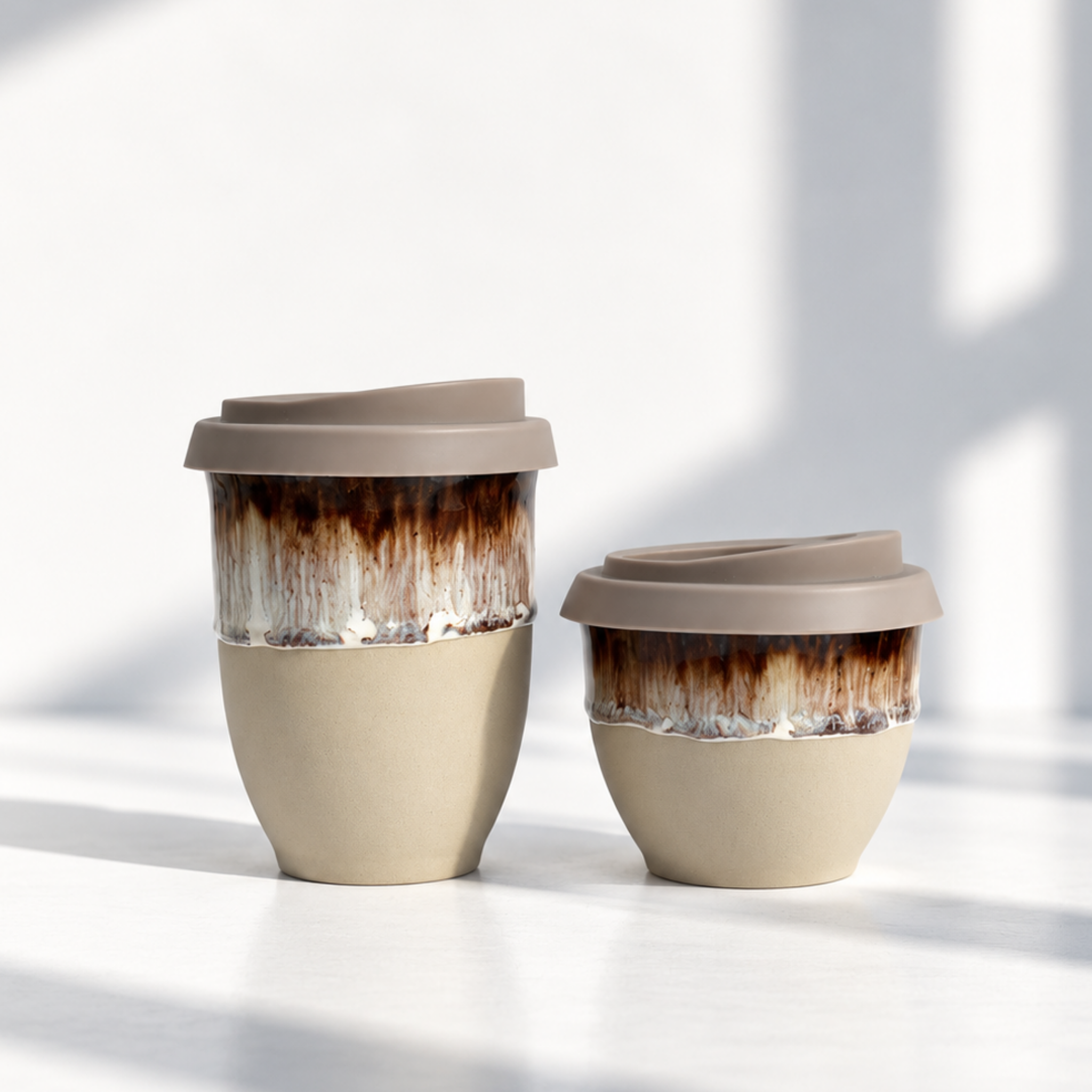 Ceramic flat white cup in Rome, further view