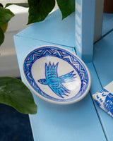 Hand Painted Indian Ceramics Soap Dish | Blue Bird