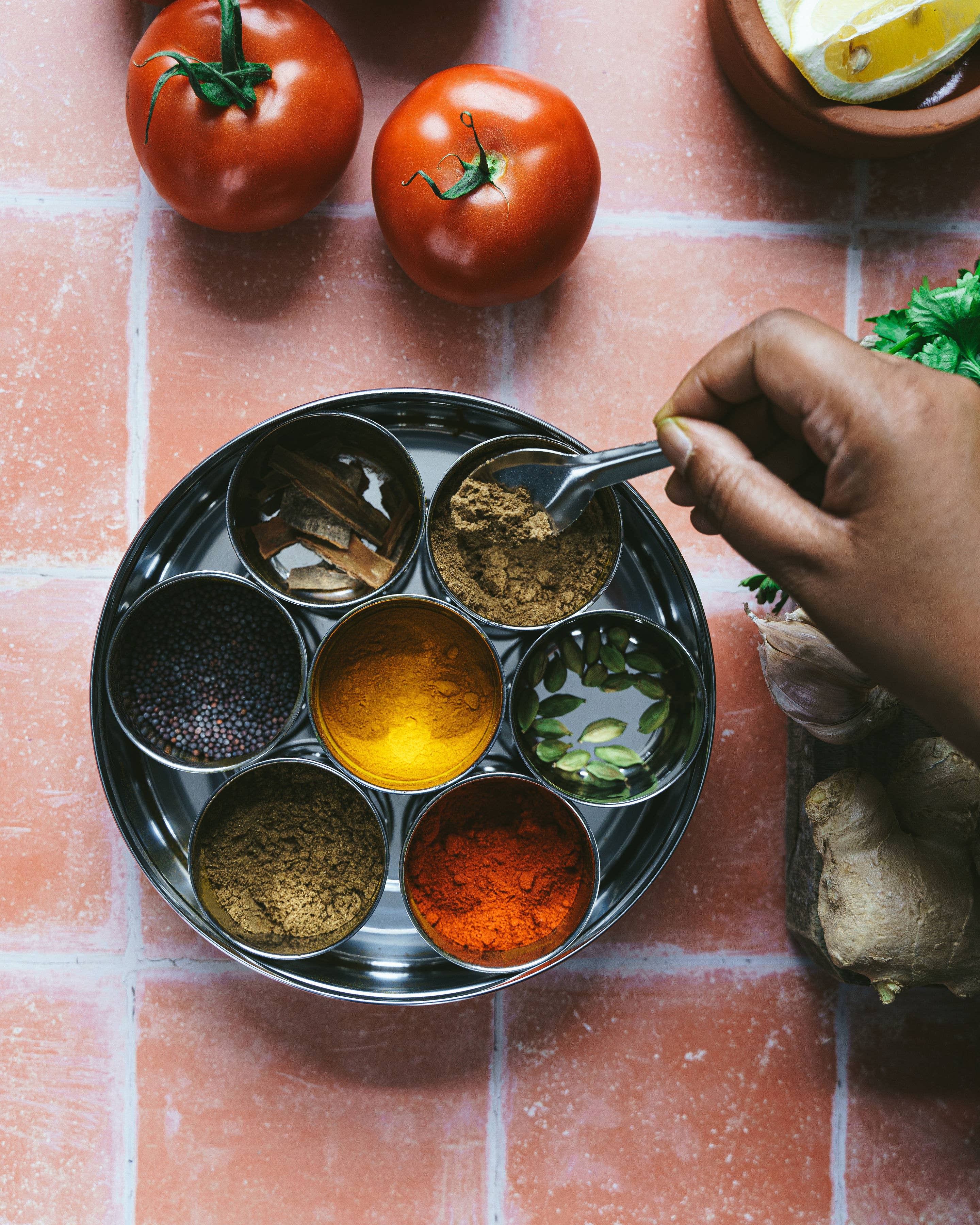 Middle Eastern & African Spice Tin with Silk Sari Wrap