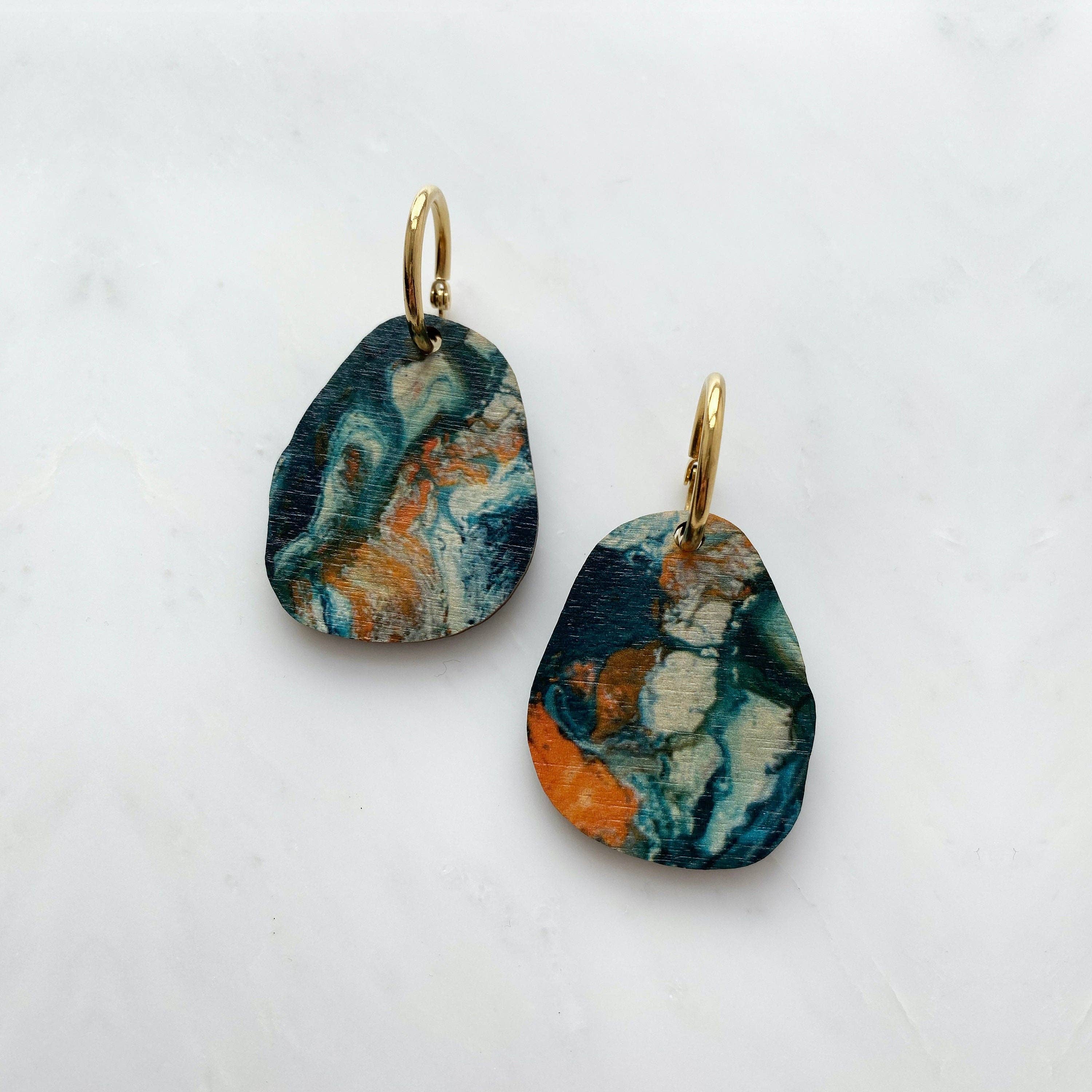 Marble Pebble Hoop Earrings