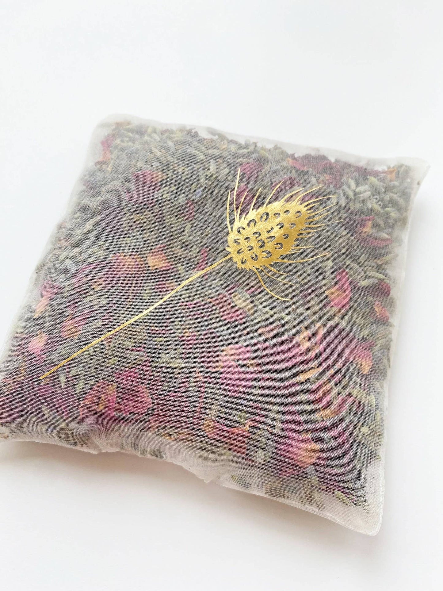 Seed Motif Silk Gold Lavender and Rose Bag