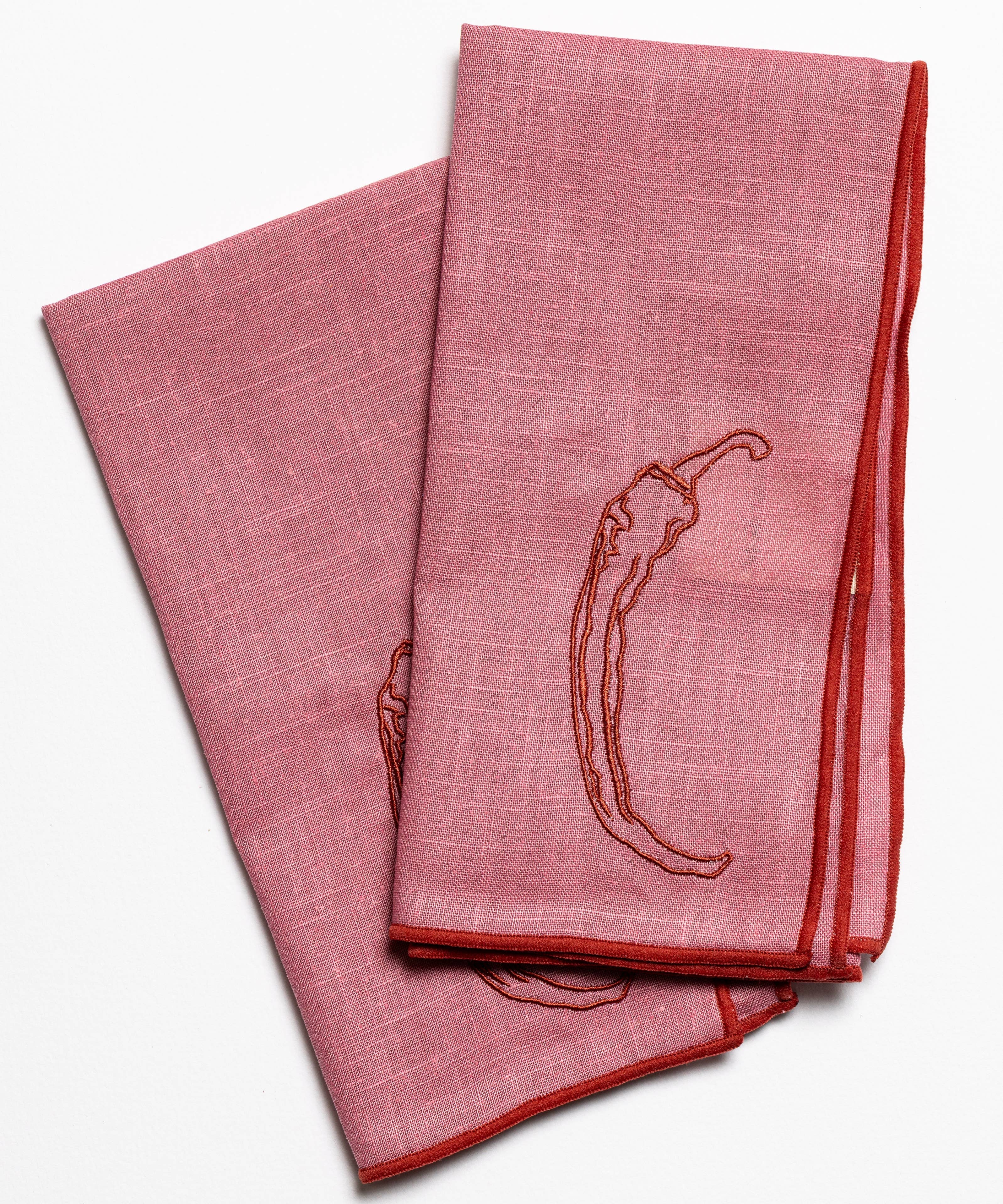 Set of two red linen blend napkins from The Every Space