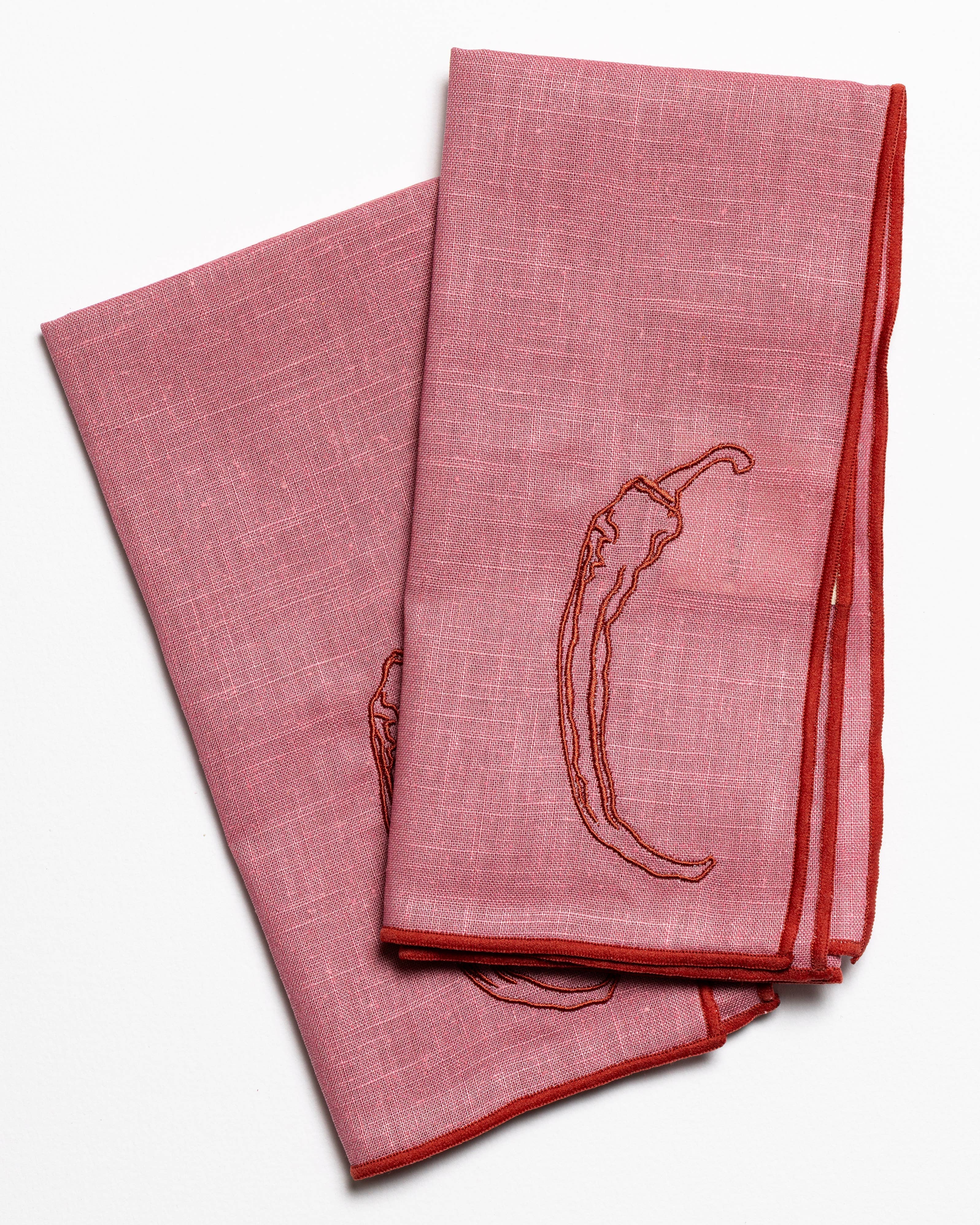 Set of two red linen blend napkins from The Every Space
