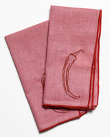Linen Blend Napkins | Chilli | Set of 2 Embroidered Napkins