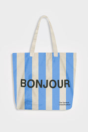 Bonjour Stripe Tote Bag Natural