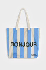 Bonjour Stripe Tote Bag Natural
