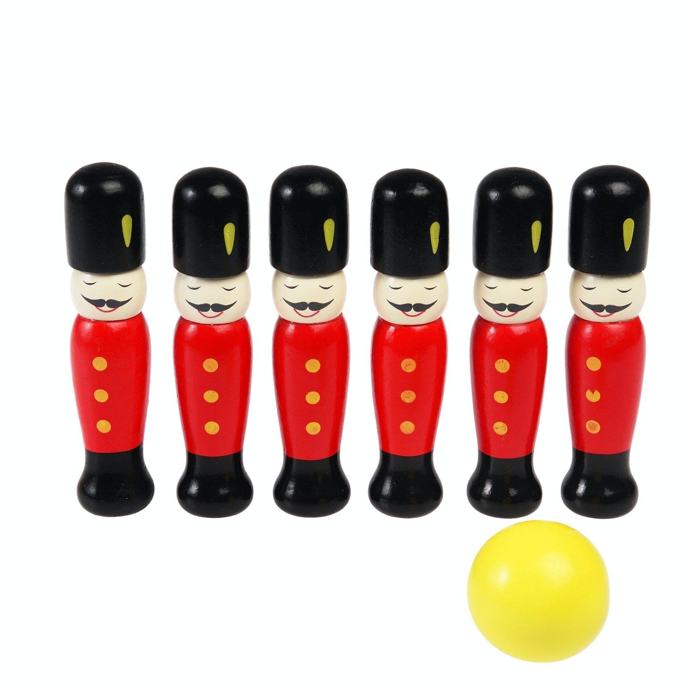 Wooden Skittles Set | Soldier Design, 6 Skittles & Ball