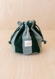 Terry Cotton Wash Bag | Green Stripe