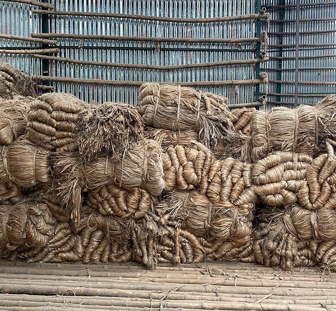 Cornflower and natural jute coasters by British Colour Standard, further view