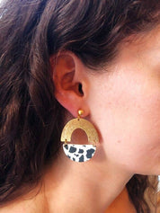 Jasmine Dalmatian Textured Arch Ball Stud Earrings