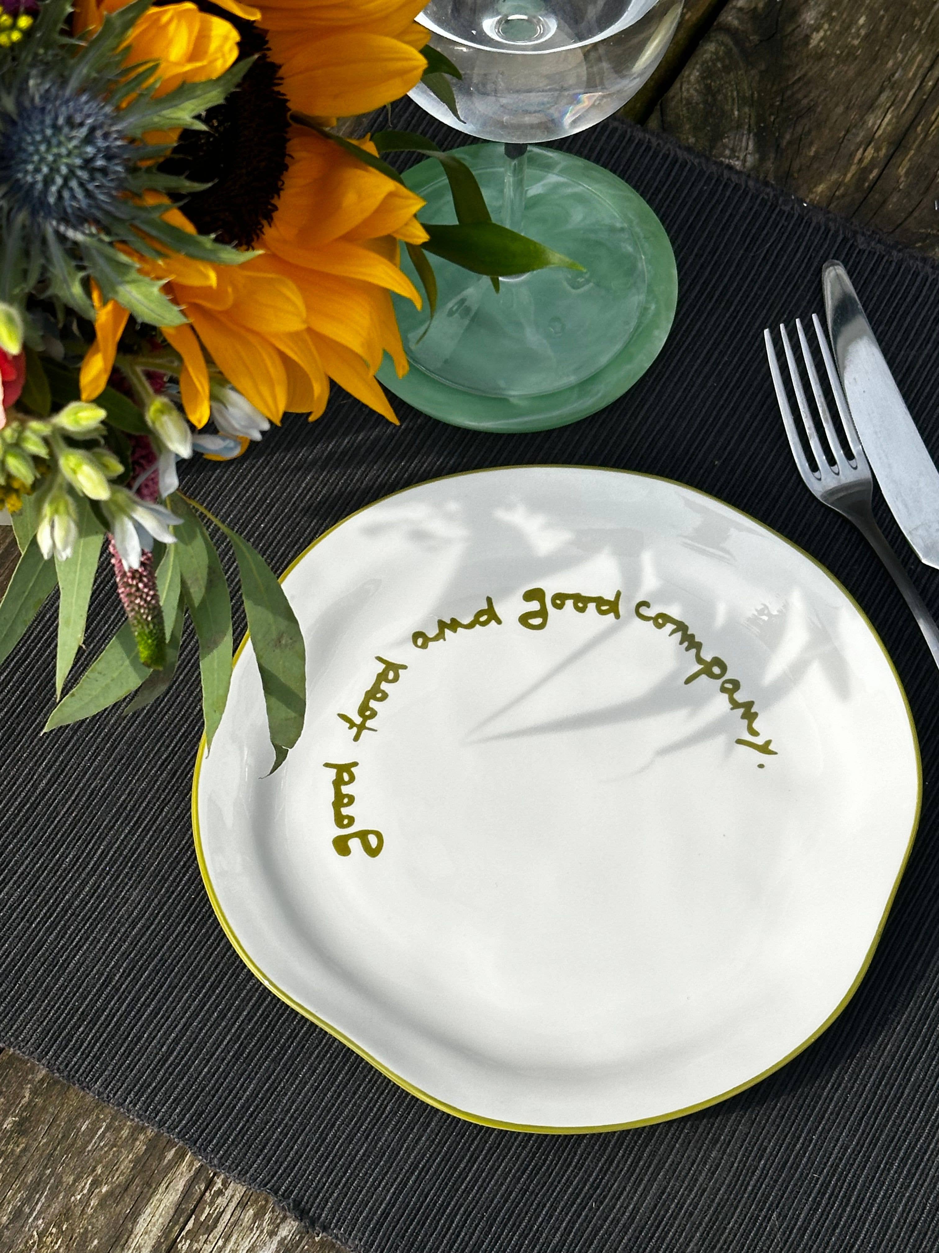 'good food and good company' Statement Plate