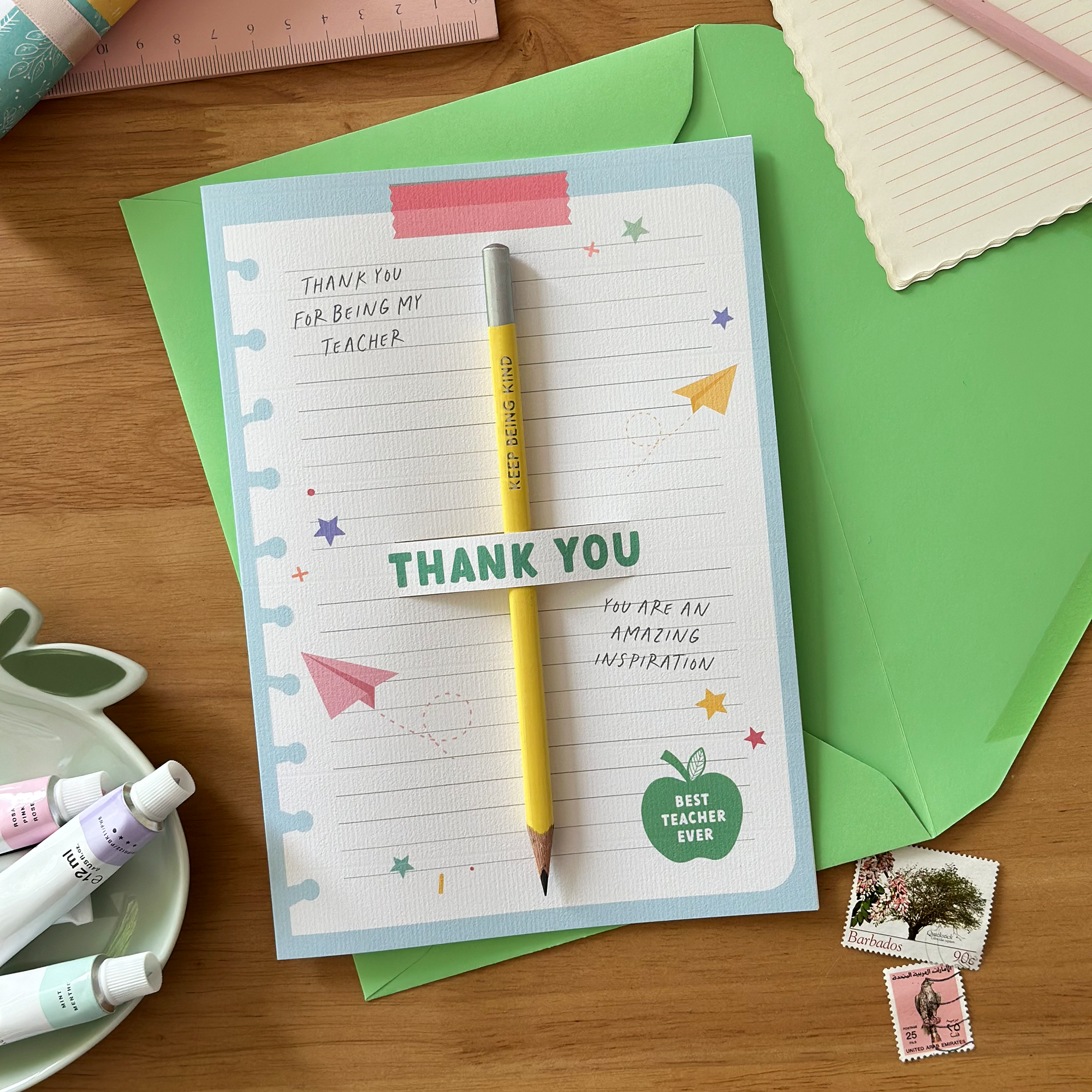 Thank You Teacher Card & Find The Joy Pencil