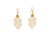 Siena Labyrinth Geometrical Dangle Earrings | Brass