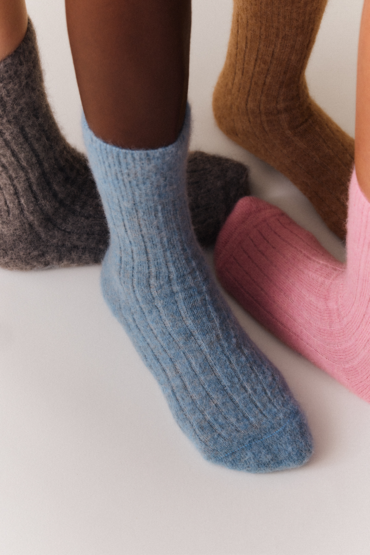 Lido Blue Ultra Soft Alpaca Ribbed Bed Socks