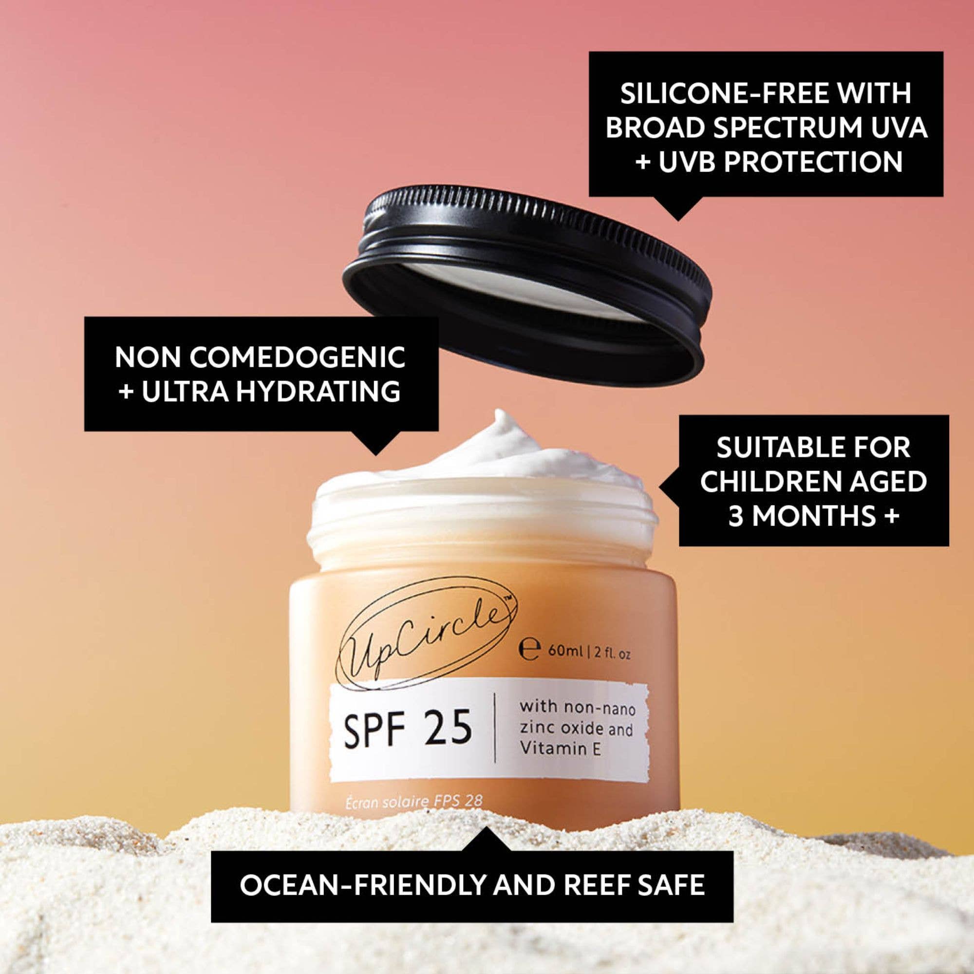 SPF 25 Mineral Sunscreen Reef Safe Vegan Eco Friendly Cream