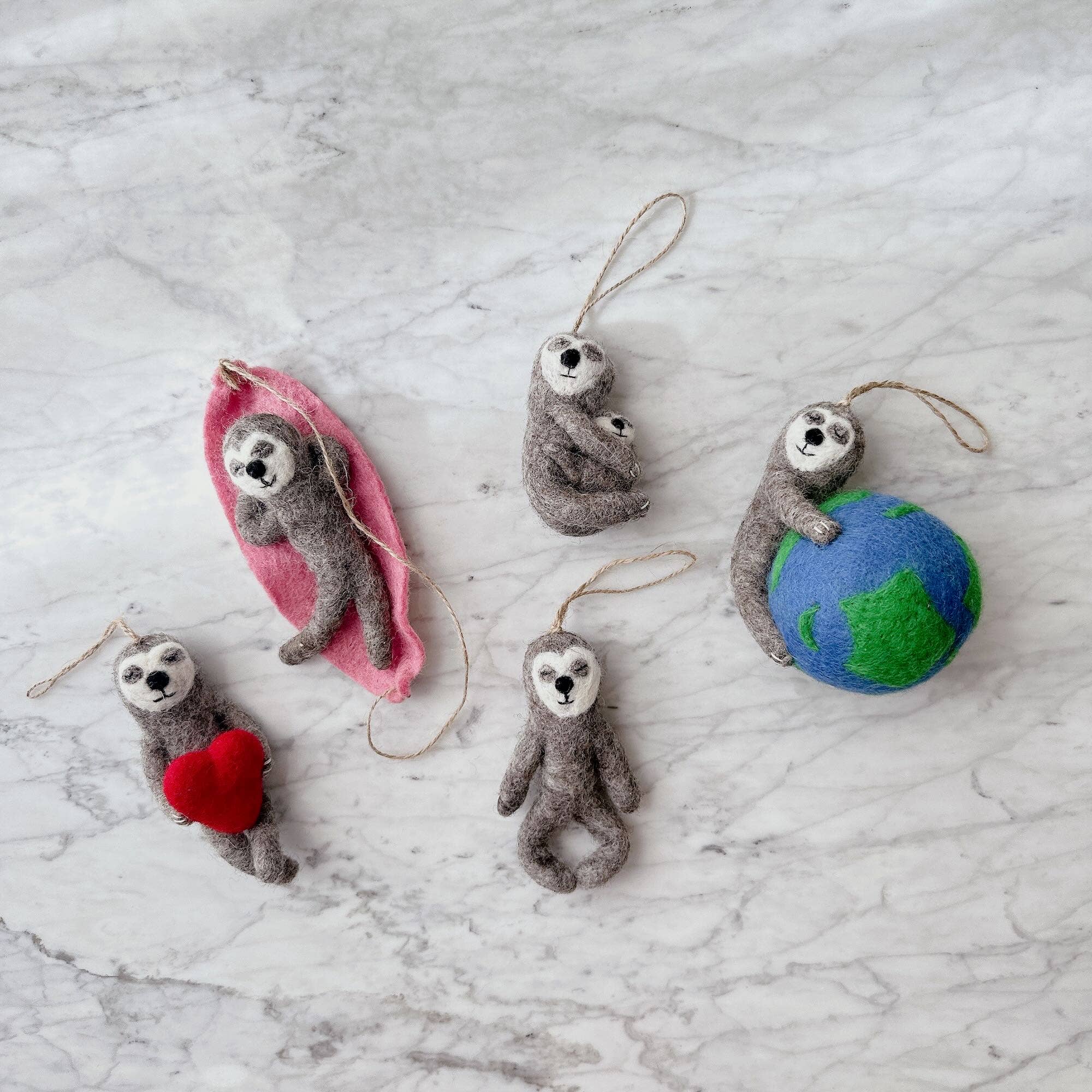 Sloth On Hammock Felt Ornament -